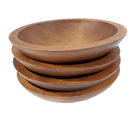 Baribocraft Canada Vintage MCM Maple Wood Bowls Set 4 Collector Rustic Natural - Picture 4 of 4